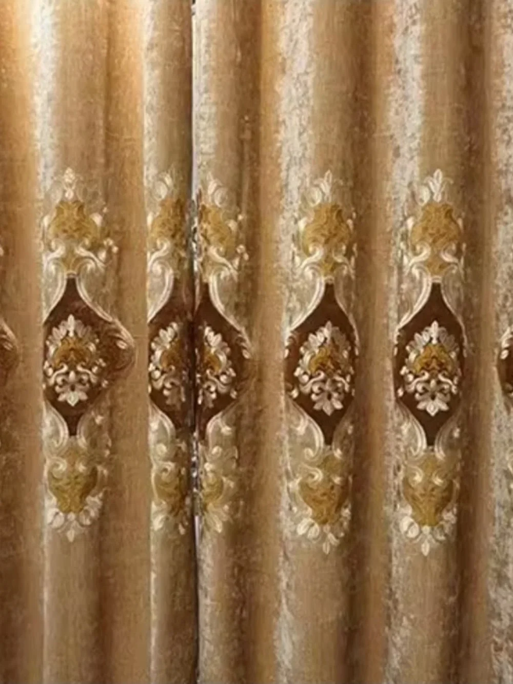 Luxury Gold Embroidered 3-Piece Curtain Set